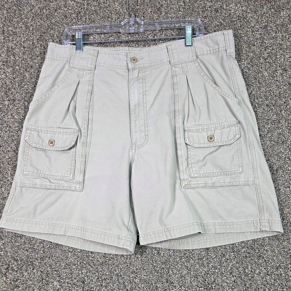 Cabela's 7-Pocket Hiker Shorts Mens 36 Tan Pleated Cotton Canvas Cargo 901860